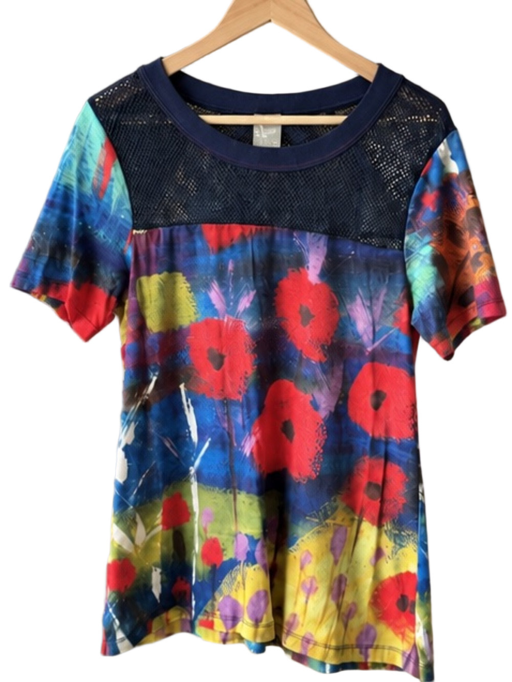 Simply Art by Dolcezza Colourful Floral Mesh Art to Wear Tunic Top